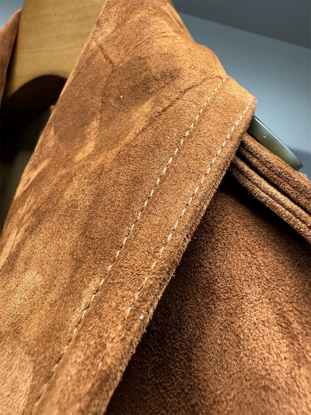Suede trench coat