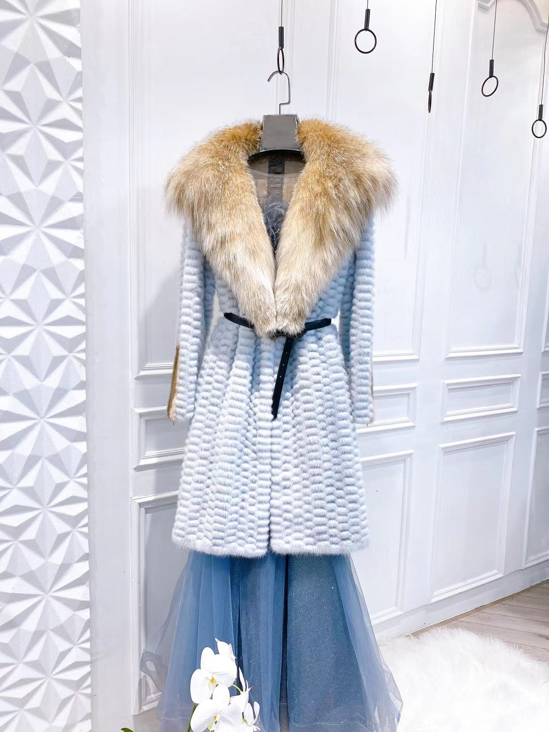Danish mink and lynx fur coat