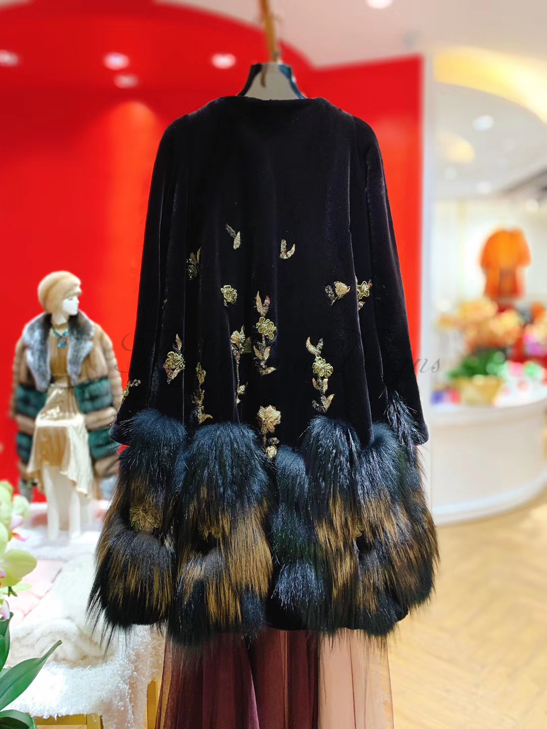 Danish mink and fox fur coat
