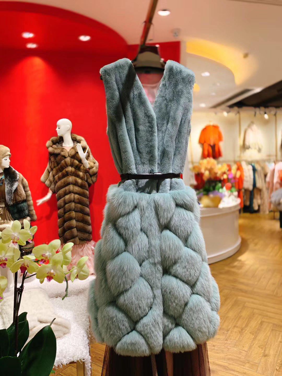 Danish mink and fox sleeveless jacket