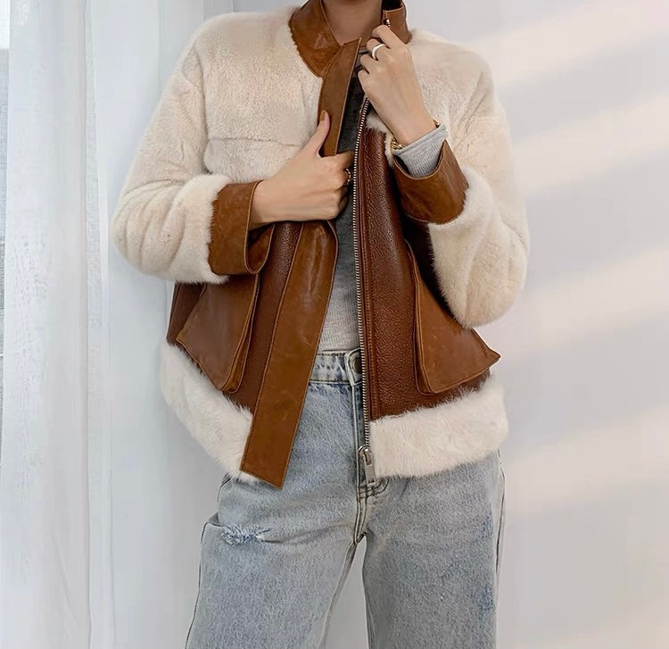 Mink and sheepskin jacket