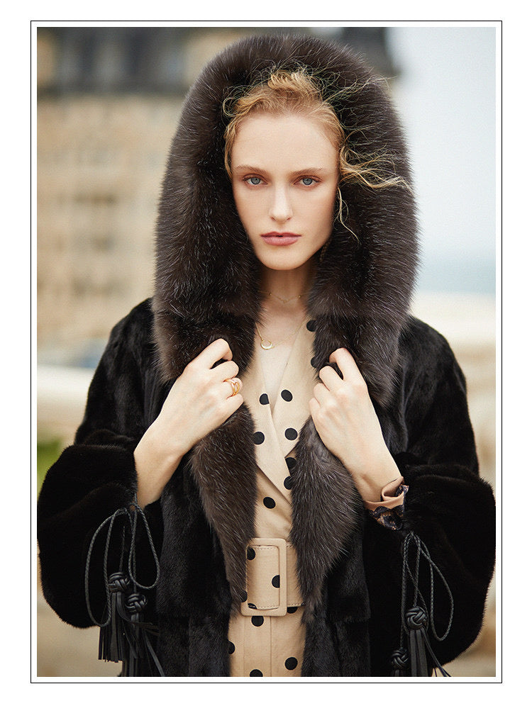 Danish mink and sable fur coat