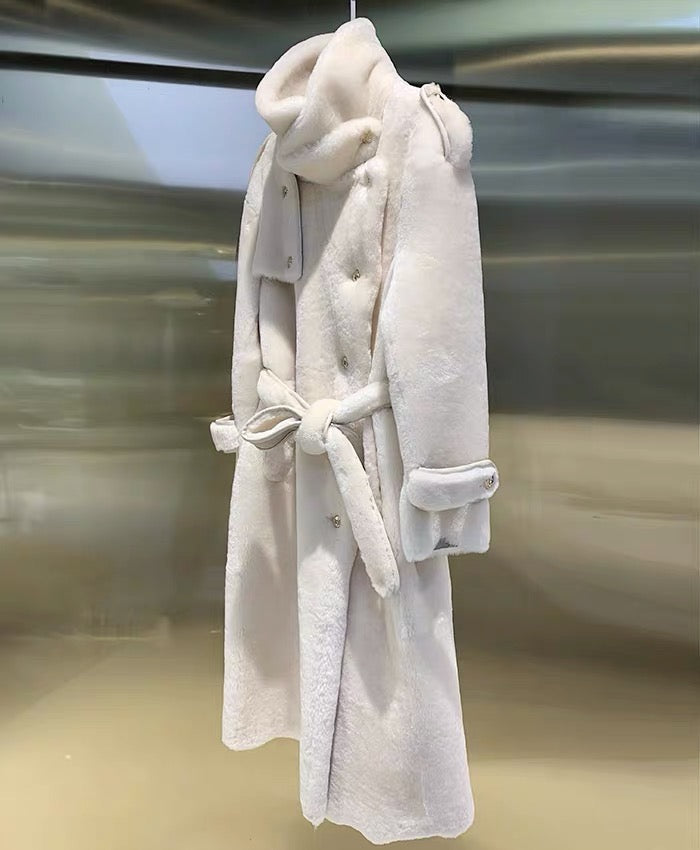 Sheepskin trench coat