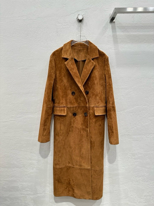 Suede trench coat