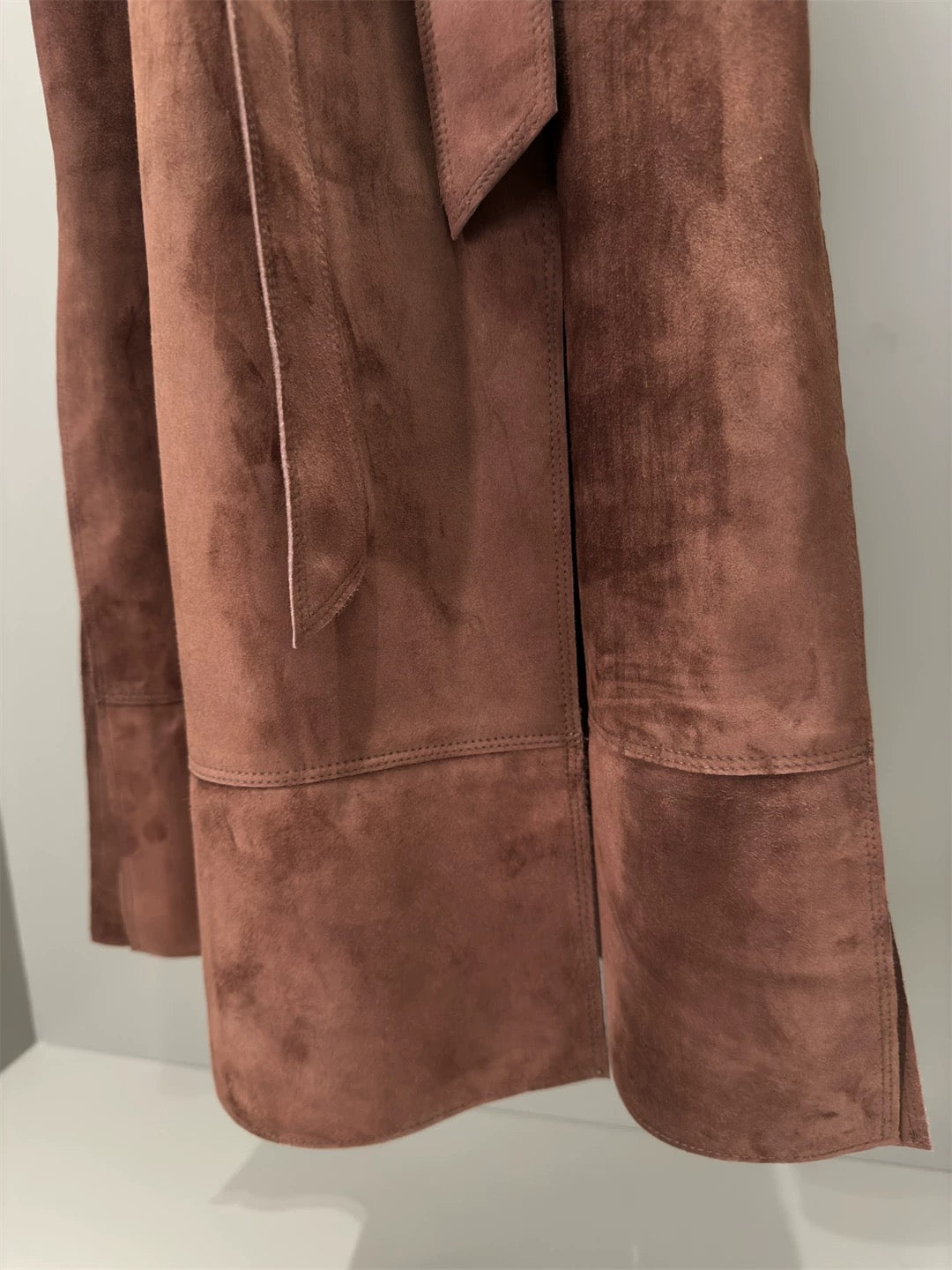 Suede trench coat