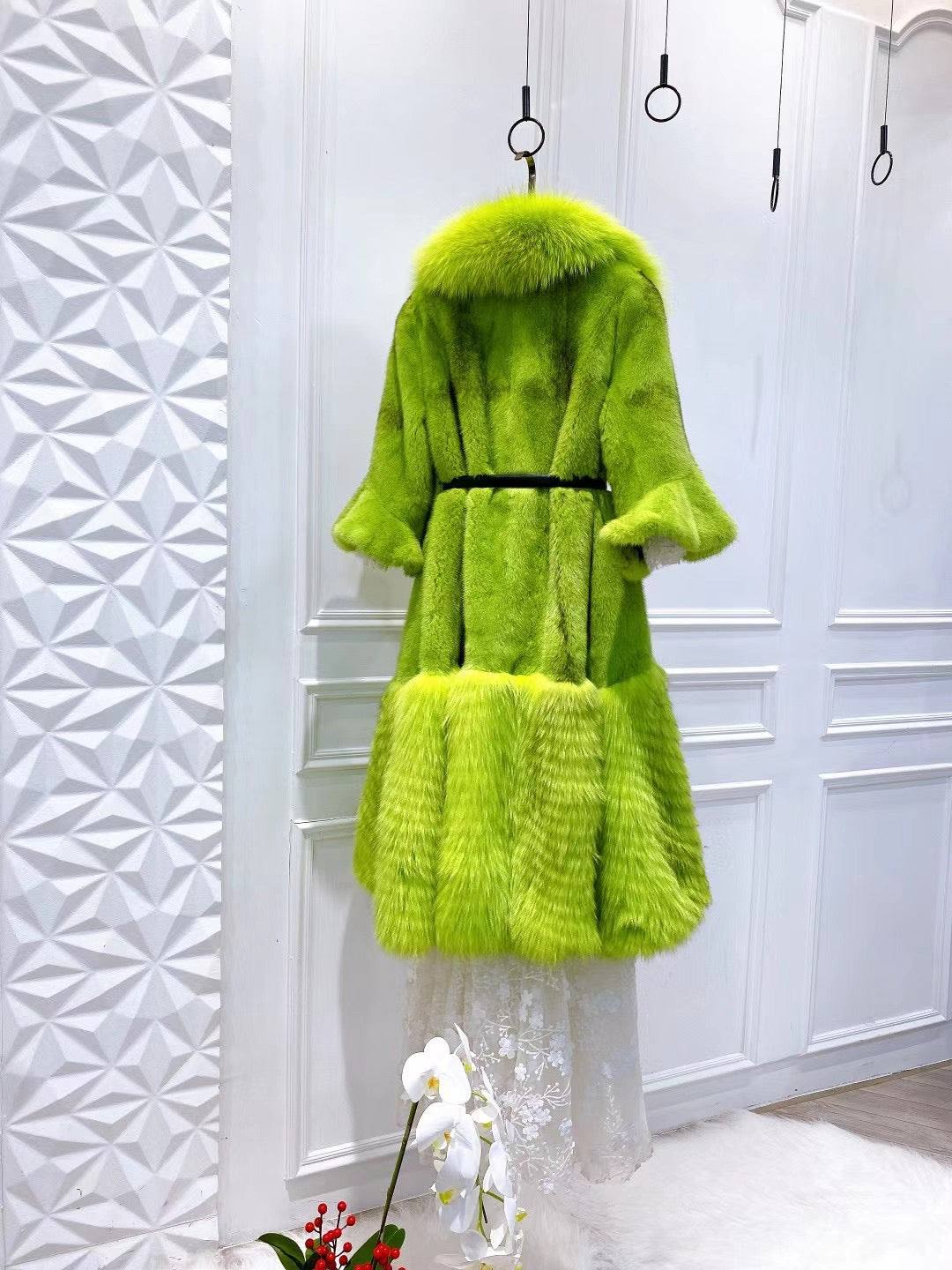 Danish mink and fox fur coat