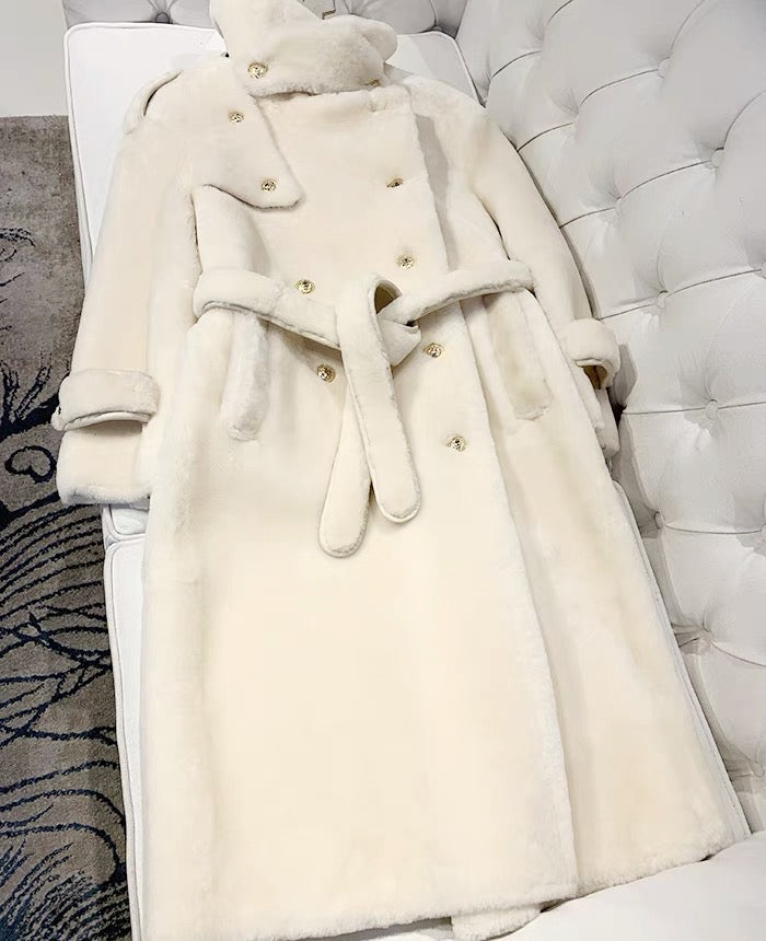 Sheepskin trench coat