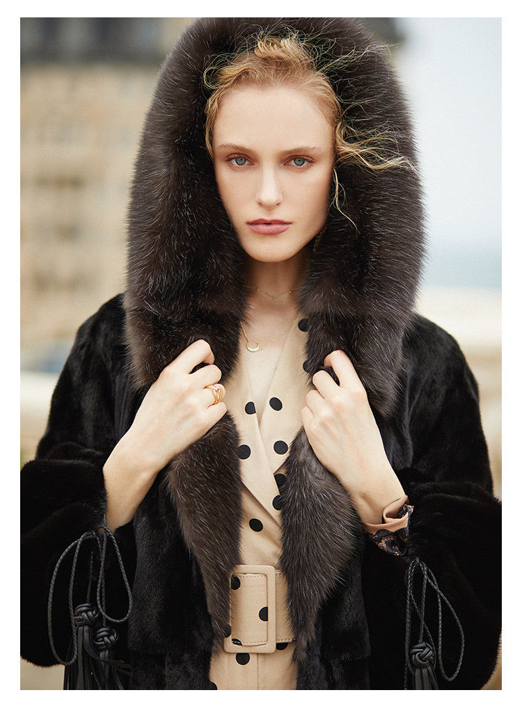 Danish mink and sable fur coat